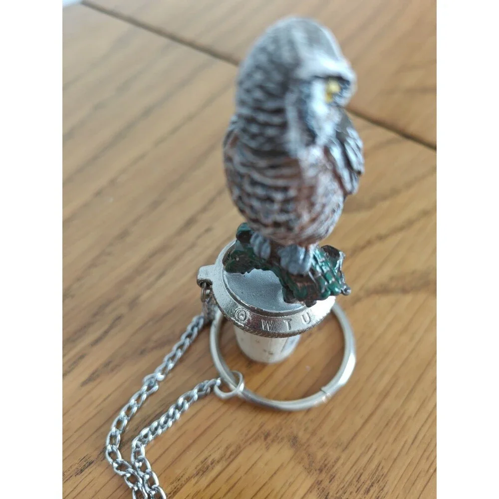 Vintage WTU Owl Metal Wine Bottle Stopper Barware Collectible